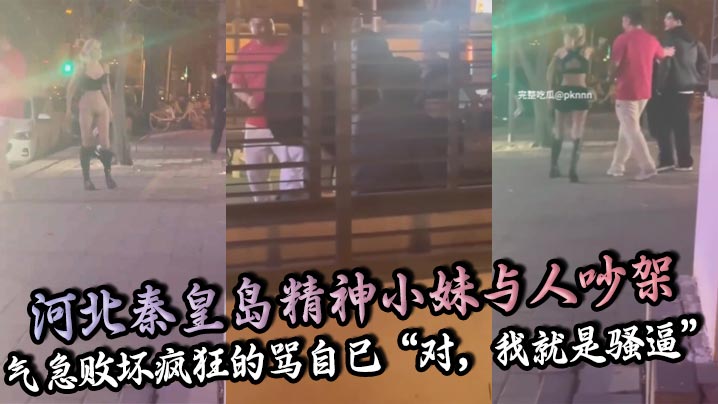 河北秦皇岛精神小妹与人吵架气急败坏疯狂的骂自己对.我就是骚逼还脱裤子露逼让对方来操